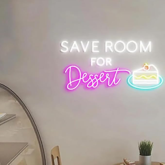 Save Room for Dessert Neon Sign, Dessert Cake Wall Decor, Cake Bake Shop Wall Light, Bake Shop Dessert Sign, Décor Ideas for Cake Shops Size:W20 x H9inches