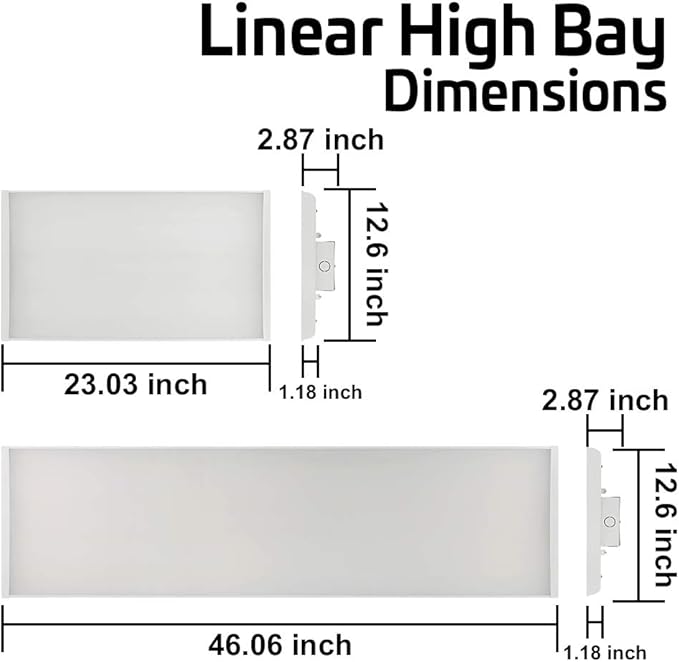 Konlite 2 Pack Linear LED Bay Ceiling Shop Light - 2 Ft - 105W 5000K 1-10V Dimming 14170 Lumens - Equal to 4 lamp T5 Ceiling Light Fixture - No Maintenance for Life