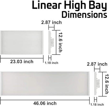Konlite 2 Pack Linear LED Bay Ceiling Shop Light - 2 Ft - 105W 5000K 1-10V Dimming 14170 Lumens - Equal to 4 lamp T5 Ceiling Light Fixture - No Maintenance for Life