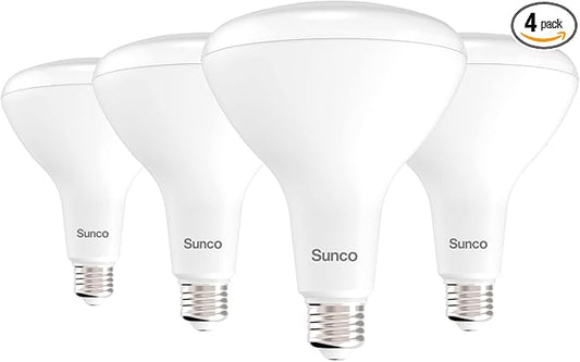 Sunco BR40 LED Light Bulbs, Indoor Flood Lights, Recessed Can Light Bulb, 1400 LM, 17W (100W Equivalent), 3000K Warm White, Dimmable, E26 Base, for Home, Bedroom, Kitchen UL 4 Pack