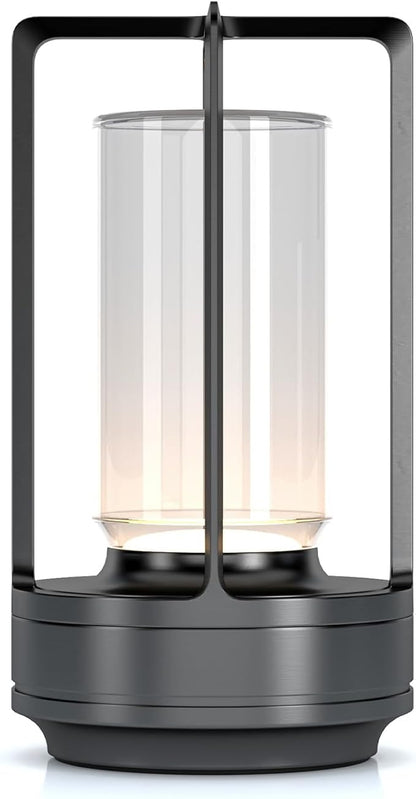 Cordless Portable LED Table Lamp, Rechargeable Battery Operated Desk Lamp with Touch Sensor, 3-Way Dimmable Suitable for Bars/Cafes/Restaurants/Bedrooms/Camping (Grey)