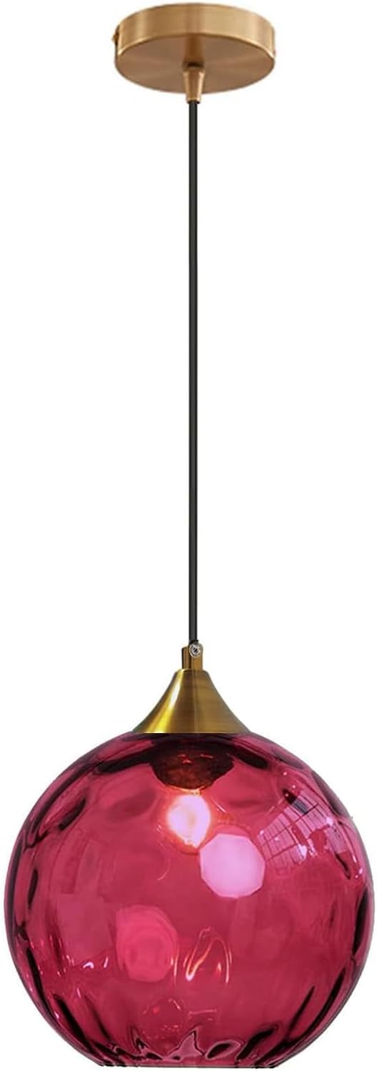 7.8 Inches Wine Glass Globe Pendant Lights Fixtures E26 Modern Farmhouse Glass Ball Pendant Lighting with Gold Brass Finish (Wine)
