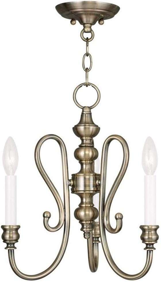 Livex Lighting 5163-01 Caldwell 3-Light Convertible Mini Chandelier/Ceiling Mount, Antique Brass