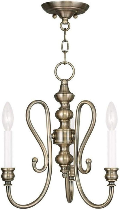 Livex Lighting 5163-01 Caldwell 3-Light Convertible Mini Chandelier/Ceiling Mount, Antique Brass