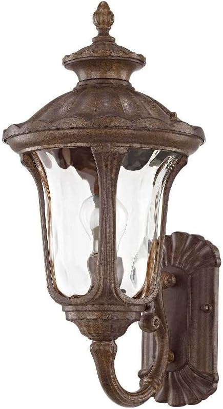 Livex Lighting 7652-58 Oxford 1 Light Imperial Bronze Cast Aluminum Wall Lantern with Light Amber Water Glass