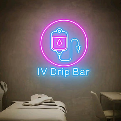 IV Drip Bar Neon Sign, IV Therapy Led Light Sign, Beauty Salon Decor, Custom Neon Sign, Neon Wall Art, Nurse Injector Wall Art Size:H 20 x W17.9inches