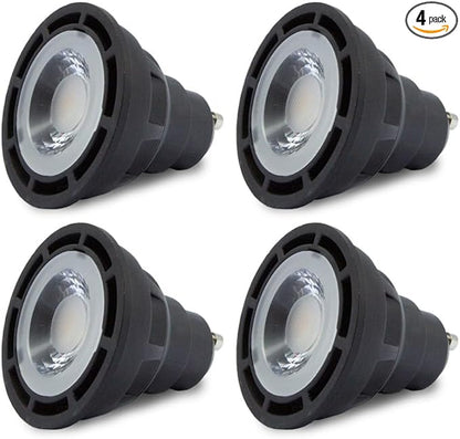 SunLight2® Premium Edition | GU10 LED Bulb 7W | 120V | 3000K - 1800K Dim to Warm | CRI 97 | 24° Narrow Beam MR16 Spotlight | Black Finish | 4 Pack | Energy Efficient Flicker Free