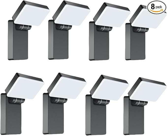 40W LED Outdoor Wall Light, 3000LM 5000K No-Glare Porch Light, IP65 Waterproof Anti-Rust, 360° Adjustable Head for Yard, Garage, Above Door (8Pack)