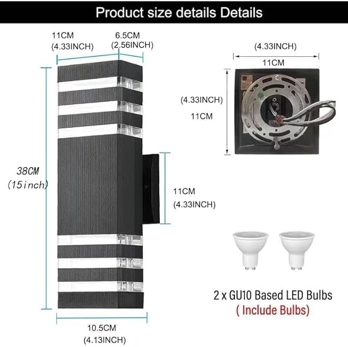 6Pack 15inch LED Square Up & Down Wall Lights,14W Outdoor Wall Light 4000K Day White Aluminum Body Waterproof IP65 LED Exterior Light Fixtures Wall Mount for House Patio Garage Garden.