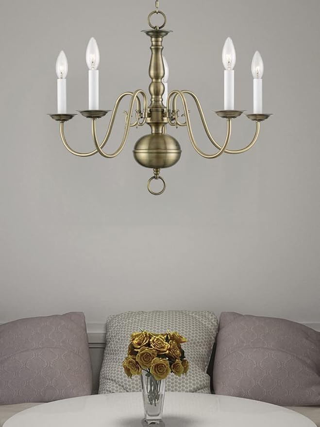 Livex Lighting 5005-91 Williamsburgh Chandelier With No Shades, 18" x 24" x 18", Brushed Nickel