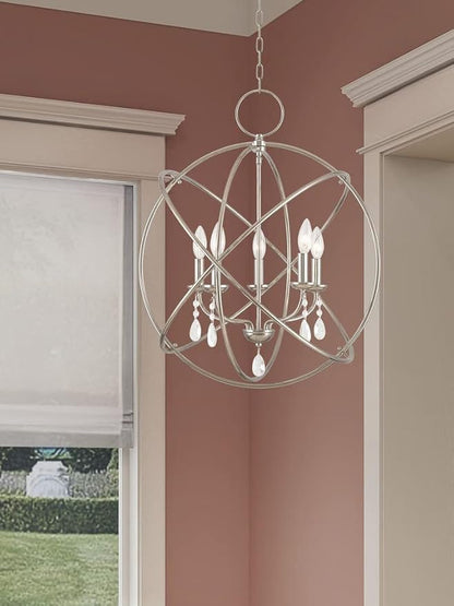 Livex Lighting 40905-07 Aria Collection 5-Light Chandelier for Entryways and Bedrooms, Bronze