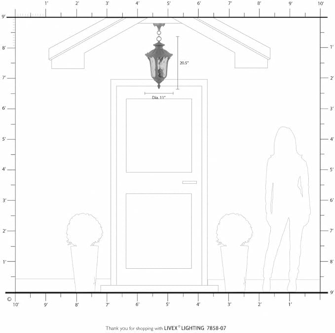 Livex Lighting 7858-13 Oxford 3-Light Outdoor Hanging Light, 11" x 11" x 20.5", White
