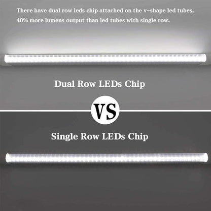 12 Pack 5FT T8 LED Tube Light 48W G13 Bi-Pin Cap 6000K Cool White with Dual Row LEDs T8 T10 T12 Fluorescent Light Bulbs Replacement 5 Foot Shop Lights