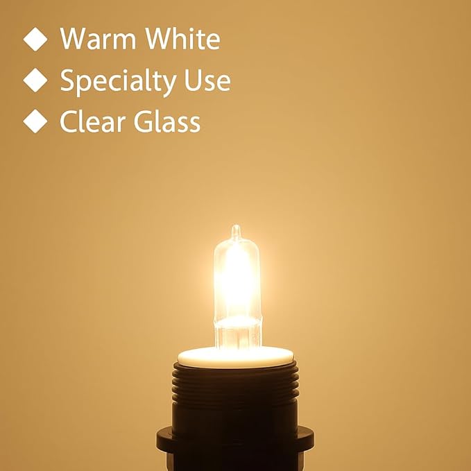 JDE11 75W Halogen Bulb, E11 Mini Candelabra Base, 1050 Lumens, Quartz Glass, 4-Pack