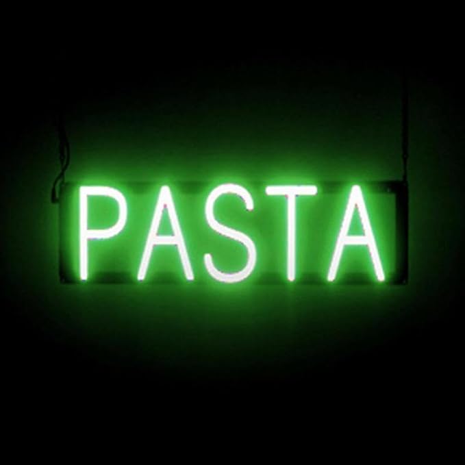 SpellBrite PASTA Sign | Restaurant-Related Sign with Neon Look, Green LED Light | 21.2" x 6.3"