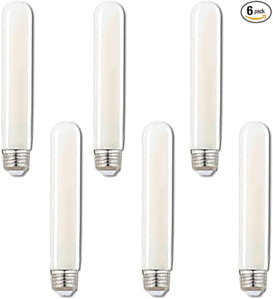 E26 3W Tubular LED Light Bulb T30 Long Tube Bulb T185 Vintage Edison Bulb 25W Equivalent Dimmable LED Filament Light for Rustic Pendant Industrial Pipe Vanity 2700K Warm White AC110V Frosted 6 Pack