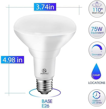 Energetic BR30 LED Recessed Light Bulb, 9W=75W, 2700K Soft White, 900LM, Dimmable Ceiling Flood Light Bulb for Cans, CRI80+, 2Pack