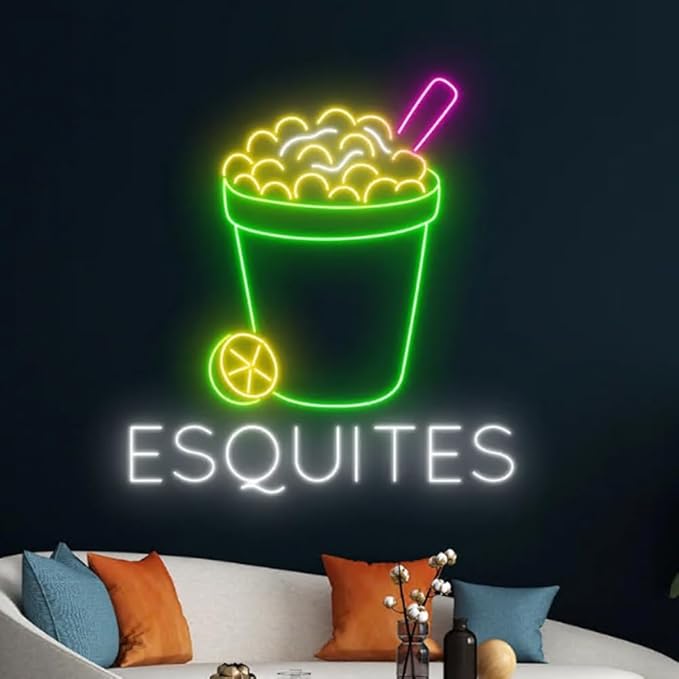 Esquites Neon Sign, Mexico Esquites LED Sign, Mexican Food Restaurant Neon Light, Esquites Food Store LED Light Size:20 Inches