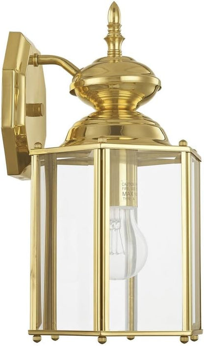 Livex Lighting 2007-02 Outdoor Wall Lantern with Clear Beveled Glass Shades, Polished Brass