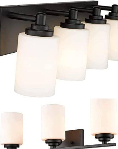 White Frosted Glass Shade Replacements - 4 Pack Elegant Cylinder Glass Globe Shades with 1-5/8-inch Fitter for Pendant, Chandelier, Wall Sconces