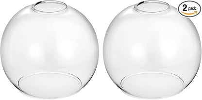2 Pack Clear Glass Shades Globes, Glass Lamp Shade Covers Replacements for Light Fixtures, 1.65 Inch Fitter Transparent Lampshades for Chandelier Wall Sconces Vanity Lights Pendant Lights