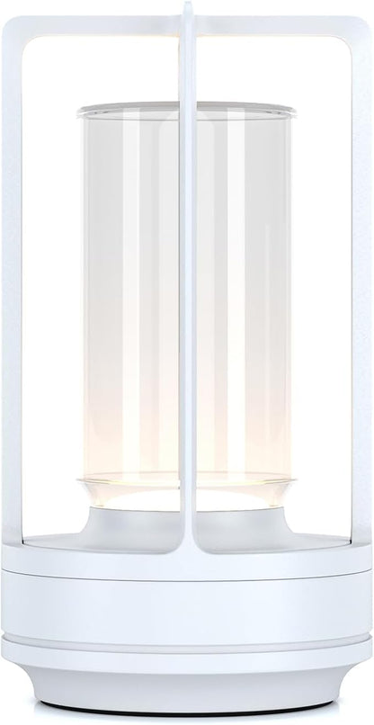 Portable Table Lamp for Indoor/Outdoor, Rechargeable Cordless Desk Lamp with Touch Sensor, 3 Way Dimmable Suitable for Bars/Cafes/Restaurants/Bedrooms/Camping Sites (White)