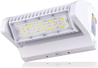 RuggedGrade 40W - Rotate IV Series LED Wall Pack with Photocell - 5,700 Lumens - Color Selectable 3000K/4000K/5000K - Outdoor LED Wall Light - White Housing - DLC 5.1 Premium