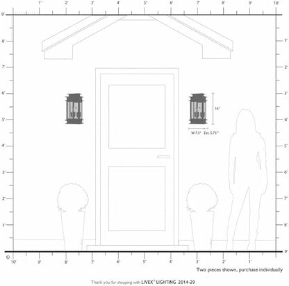 Livex Lighting 2014-01 Transitional Two Light Outdoor Wall Lantern from Princeton Collection in Brass-Antique Finish,