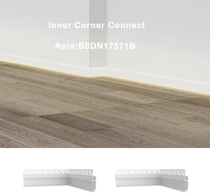 Besseto White Baseboard LED Aluminum Channel,3 x 2m Toe Kick LED Strip Light Aluminum Channel Profile Skirtingboard Baseboard Light for Living Room Bedroom Kitchen Home Theater(White 3Pack 2M 6.6ft)