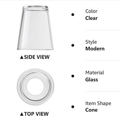 Fixture Replacement Clear Glass Shade, E26 Base with 1-5/8" Fitter, 3-Pack Cone Replacement Shades for Pendant Light, Wall Sconce, Vanity Light, Table Lamp