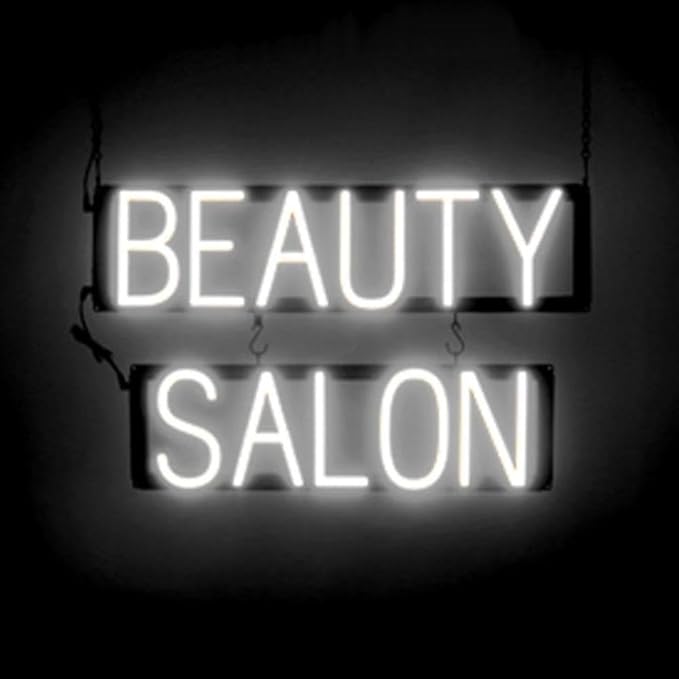 SpellBrite BEAUTY SALON Sign | Beauty-Related Sign with Neon Look, White LED Light Source | 24.4" x 15.0"