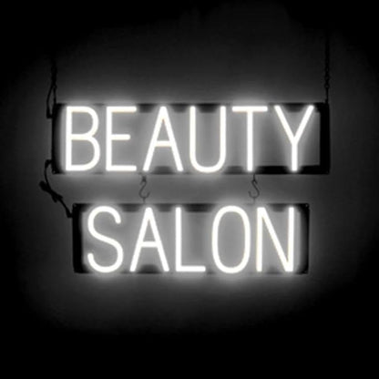 SpellBrite BEAUTY SALON Sign | Beauty-Related Sign with Neon Look, White LED Light Source | 24.4" x 15.0"