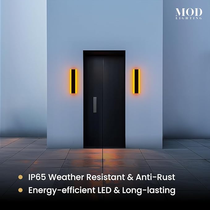 𝗠𝗢𝗗 𝗟𝗜𝗚𝗛𝗧𝗜𝗡𝗚 Haylen RGB | Long Outdoor Wall Lights, 7 Colors and 358 Light Effects, Dimmable with Remote Modern Linear Exterior Light Fixture, Waterproof Wall Sconce 9W, 1-Pack (RGB | 12")