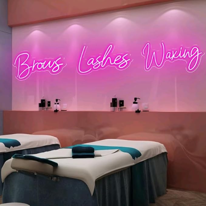 Lashes+Brows+Waxing/SET LED Neon Sign Custom Lashes Room Beauty Salon Handmade Neon Light Wall Lash Decor Nail Studio Bar Decoration 3pcs Size:14inches