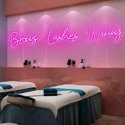 Lashes+Brows+Waxing/SET LED Neon Sign Custom Lashes Room Beauty Salon Handmade Neon Light Wall Lash Decor Nail Studio Bar Decoration 3pcs Size:14inches