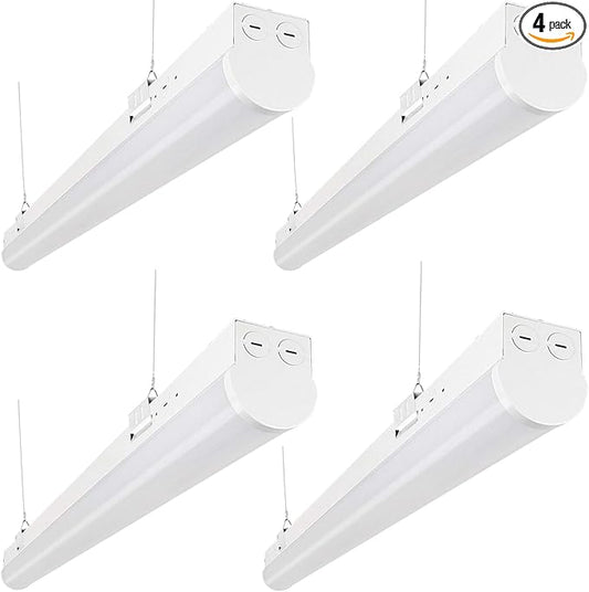 40W LED Linear Strip Lights, 4FT LED Shop Light, 5200LM 5000K 0-10V Dimmable Commercial Indoor Shop Ceiling Lights Fixture for Workshop, Garage, Office, AC100-277V DLC & ETL Listed (4 Pack)
