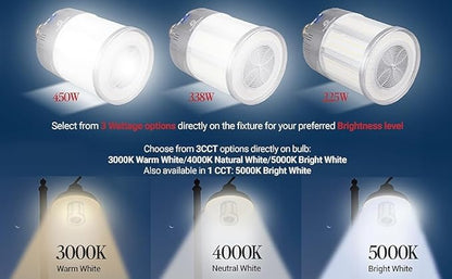 RuggedGrade Aries IV Series 450W LED Corn Light Bulb | 68,000 Lumens | 277-480V | Color Selectable 3000K/4000K/5000K | E39 Base | Energy Efficient LED Light | DLC 5.1 Premium