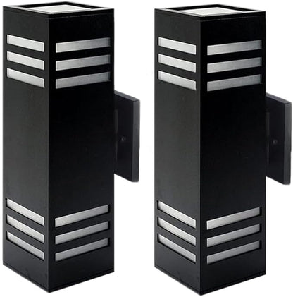 Dusk to Dawn LED Outdoor Light Fixture Wall Mount,Black Square Porch Lights Outdoor,Modern Exterior Wall Sconce Lights 13In, Bulb Includes Up Down Outside Wall Light for House Front Door