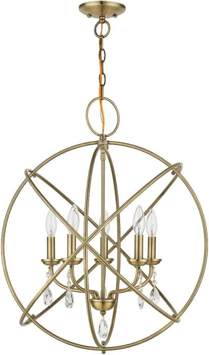 Livex Lighting 40905-07 Aria Collection 5-Light Chandelier for Entryways and Bedrooms, Bronze