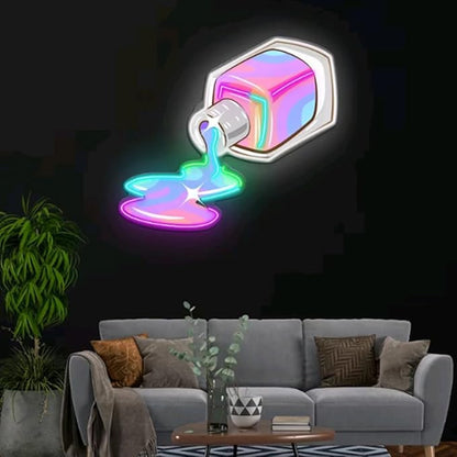 Nail Polish Spilling LED Neon Sign Light, Pop Art Wall Decor, Beauty Room Lighting, Home Art, Ideal Gift for Nail Art Fans, Salon decor Size:20inch