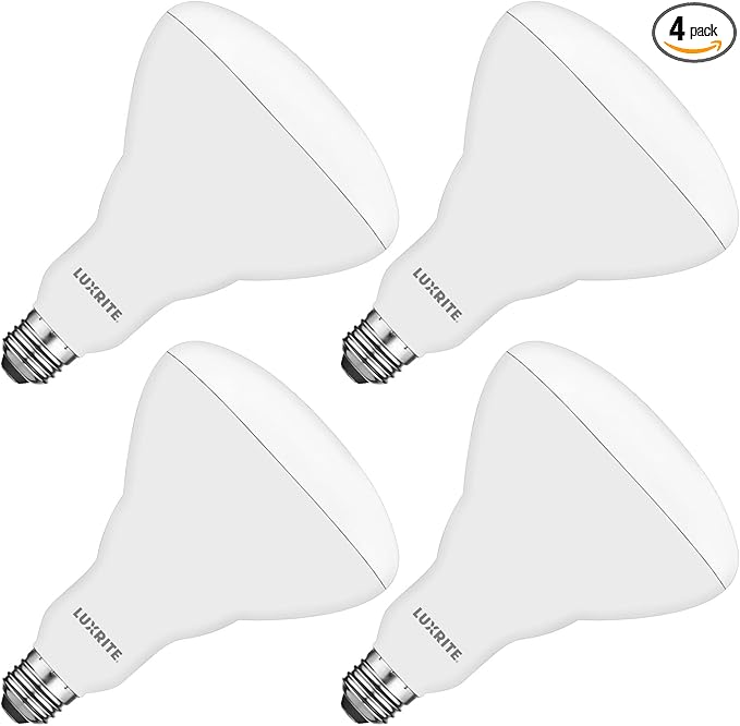 LUXRITE BR40 LED Light Bulbs, 85W Equivalent, 3000K Soft White, Dimmable, 1100 Lumens, LED Flood Light Bulb, 13W, E26 Medium Base, Indoor/Outdoor - Perfect for Office and Recessed Lighting (4 Pack)
