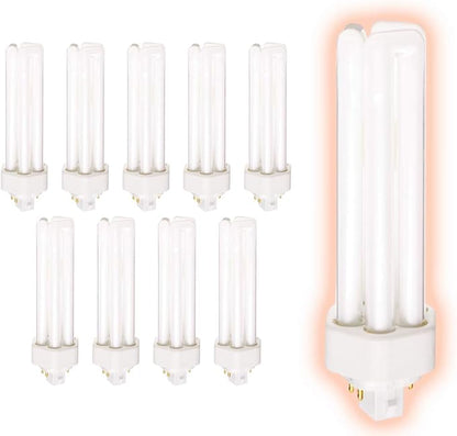 42 Watt CFL Light Bulbs | 4 Pin GX24Q-4 Base 5000K Daylight | 42W High Output 3200 Lumens | Triple Tube Compact Fluorescent Light Bulbs Plug-in | Car Dealership Lighting | 10 Pack by GoodBulb