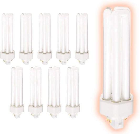 42 Watt CFL Light Bulbs | 4 Pin GX24Q-4 Base 5000K Daylight | 42W High Output 3200 Lumens | Triple Tube Compact Fluorescent Light Bulbs Plug-in | Car Dealership Lighting | 10 Pack by GoodBulb