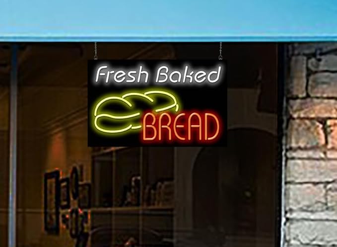 Fresh Baked Bread w/Bread Neon Sign