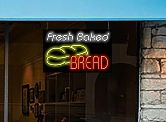 Fresh Baked Bread w/Bread Neon Sign