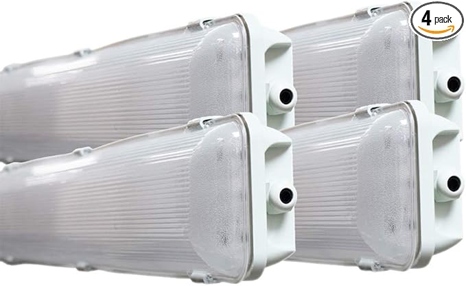 Orilis 4 FT 4500K 72W LED Vapor Tight Lights | Commercial Indoor/Outdoor Hardwired IP65 Waterproof Fixtures | 8000 Lumens | Detachable LED Strips (4-Pack)