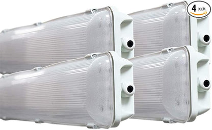 Orilis 4 FT 4500K 72W LED Vapor Tight Lights | Commercial Indoor/Outdoor Hardwired IP65 Waterproof Fixtures | 8000 Lumens | Detachable LED Strips (4-Pack)