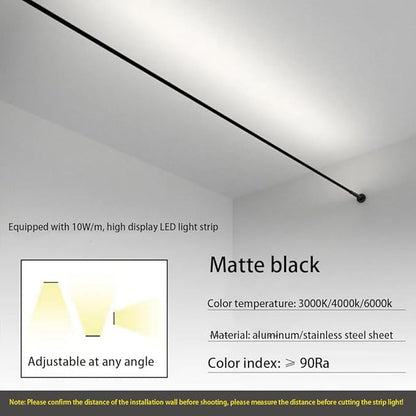 Skyline Steel Strip Light Linear Wall Lamp Strip Family Decoration Steel Bar Villa Aisle Bar DIY Length LED Light Cutting Slim Sconce for Wall Ceiling Floor Lighting,6000K Black 315Inch