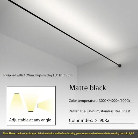Skyline Steel Strip Light Linear Wall Lamp Strip Family Decoration Steel Bar Villa Aisle Bar DIY Length LED Light Cutting Slim Sconce for Wall Ceiling Floor Lighting,6000K Black 118Inch