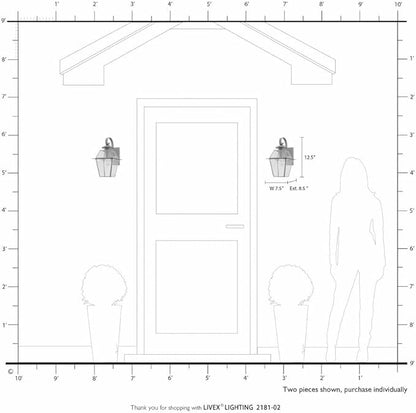 Livex Lighting 2181-01 Westover 1-Light Outdoor Wall Lantern, Antique Brass
